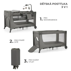 Cestovní postýlka Joy 2 s příslušenstvím Dark grey
