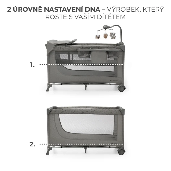 Cestovní postýlka Joy 2 s příslušenstvím Dark grey Kinderkraft KLJOY02DGR000AC