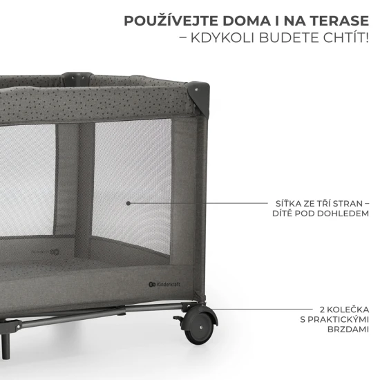Cestovní postýlka Joy 2 s příslušenstvím Dark grey Kinderkraft KLJOY02DGR000AC