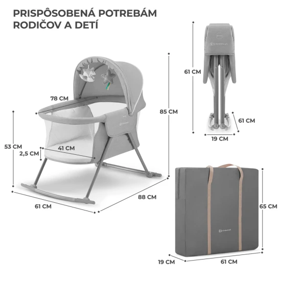 Dětská postýlka 3v1 Lovi Gray Kinderkraft KKLLOVIGRY0000
