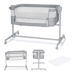 Polohovatelná dětská postýlka Nestee Up2 Full Light Grey