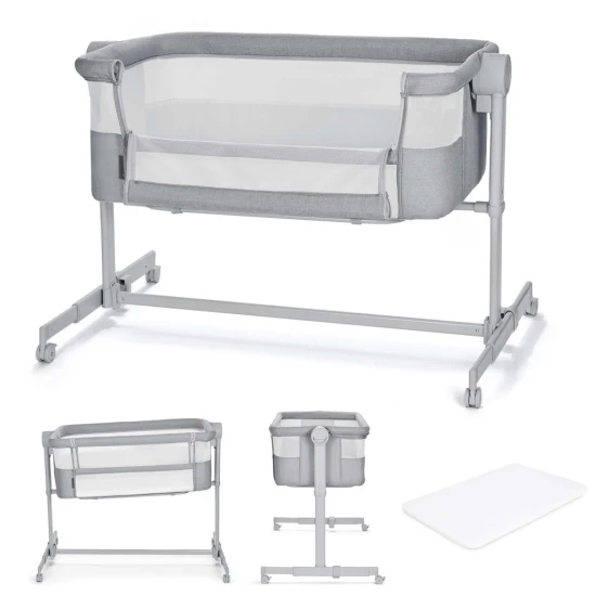 Polohovatelná dětská postýlka Nestee Up2 Full Light Grey Kinderkraft KLNEE002LGRF000
