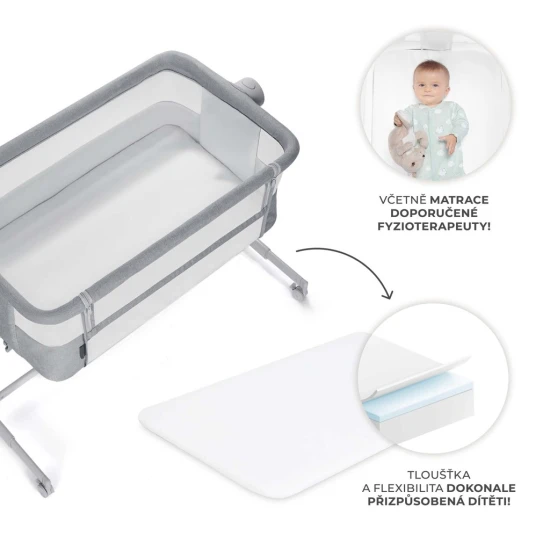 Polohovatelná dětská postýlka Nestee Up2 Full Light Grey Kinderkraft KLNEE002LGRF000