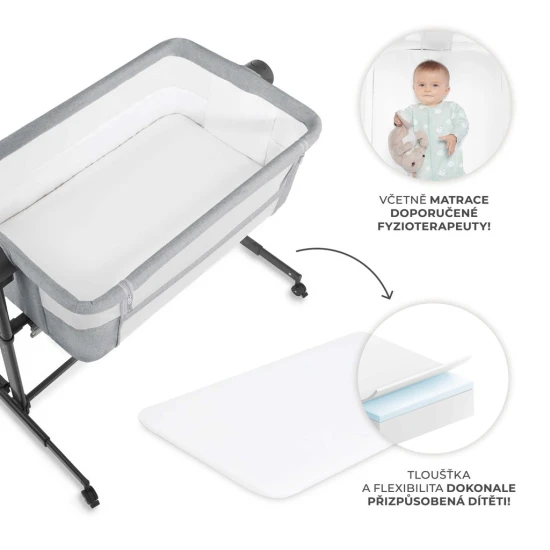 Polohovatelná dětská postýlka Nestee Up2 Light Grey Kinderkraft KLNEE002LGR0000