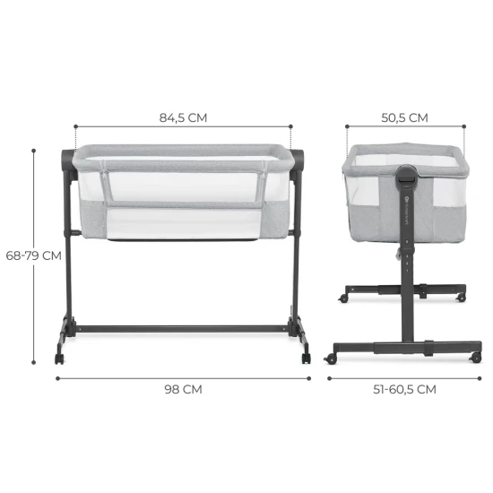 Polohovatelná dětská postýlka Nestee Up2 Light Grey Kinderkraft KLNEE002LGR0000