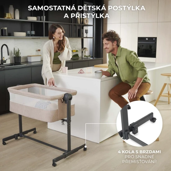 Polohovatelná dětská postýlka Nestee Up2 Light Grey Kinderkraft KLNEE002LGR0000