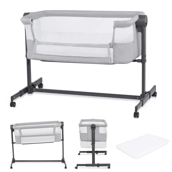 Polohovatelná dětská postýlka Nestee Up2 Light Grey Kinderkraft KLNEE002LGR0000