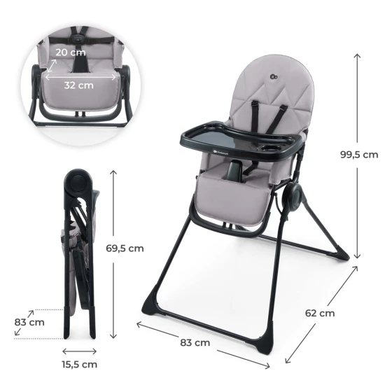 Jídelní židlička Binci Grey Kinderkraft KHBINC00GRY0000
