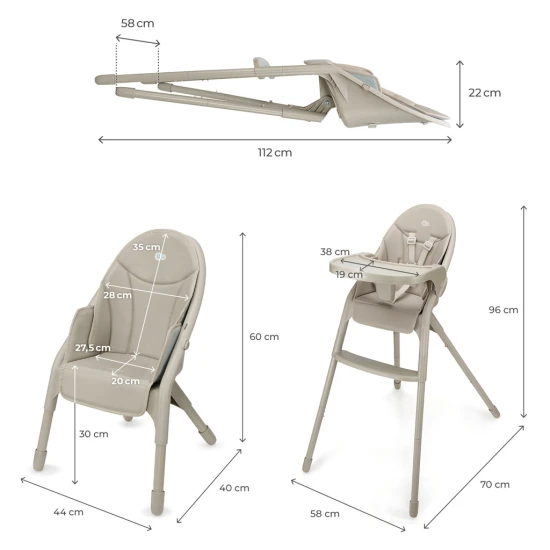Jídelní židlička Dinnly 2v1 Beige Kinderkraft KHDINN00BEG0000