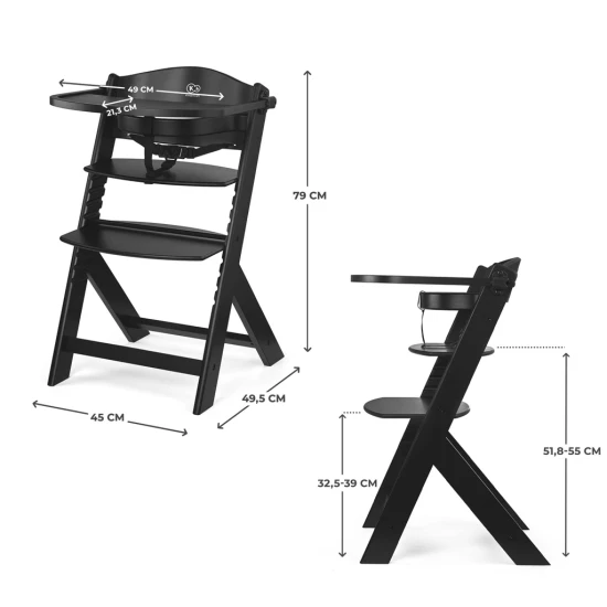 Jídelní židlička Enock Black Kinderkraft KHENOC00BLK0000