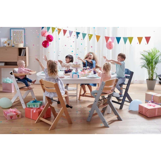 Jídelní židlička Enock s čalouněním Grey wooden, Premium Kinderkraft KHENOC0PGRY0000