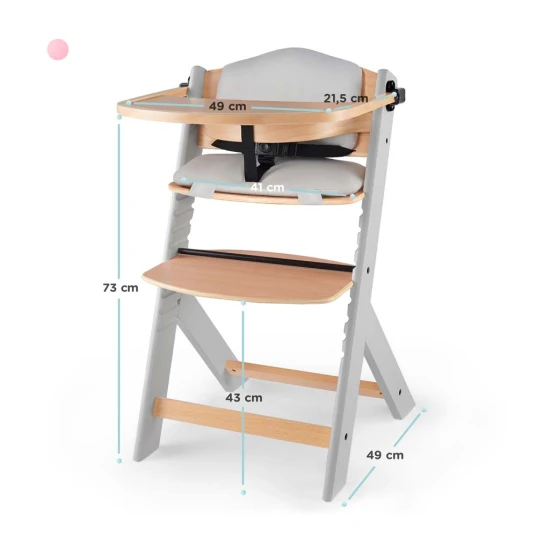 Jídelní židlička Enock s čalouněním Grey wooden, Premium Kinderkraft KHENOC0PGRY0000