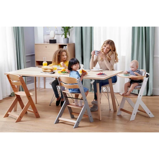 Jídelní židlička Enock s čalouněním Grey wooden, Premium Kinderkraft KHENOC0PGRY0000