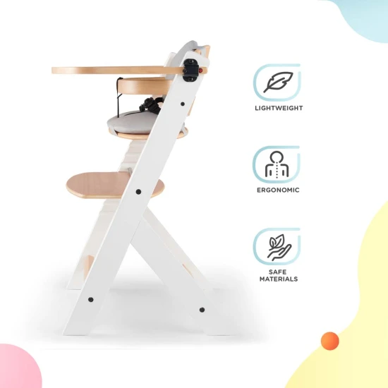 Jídelní židlička Enock s čalouněním White wooden, Premium Kinderkraft KHENOC0PWHT0000
