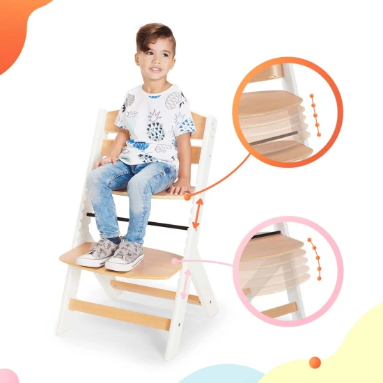 Jídelní židlička Enock s čalouněním White wooden, Premium Kinderkraft KHENOC0PWHT0000