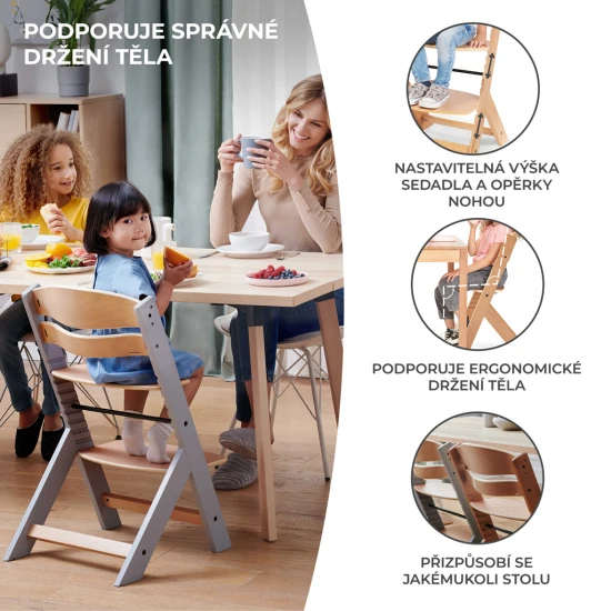 Jídelní židlička Enock Wooden Kinderkraft KKKENOCNAT0000
