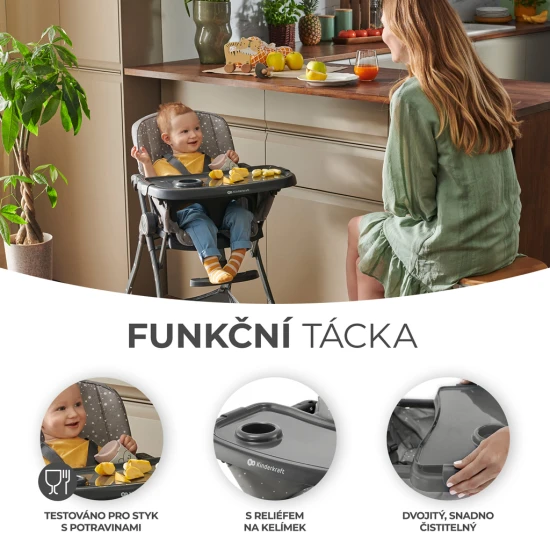 Jídelní židlička Foldee Grey Kinderkraft KHFOLD00GRY0000