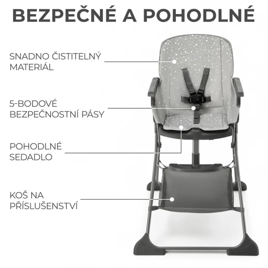 Jídelní židlička Foldee Grey Kinderkraft KHFOLD00GRY0000