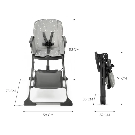 Jídelní židlička Foldee Grey Kinderkraft KHFOLD00GRY0000