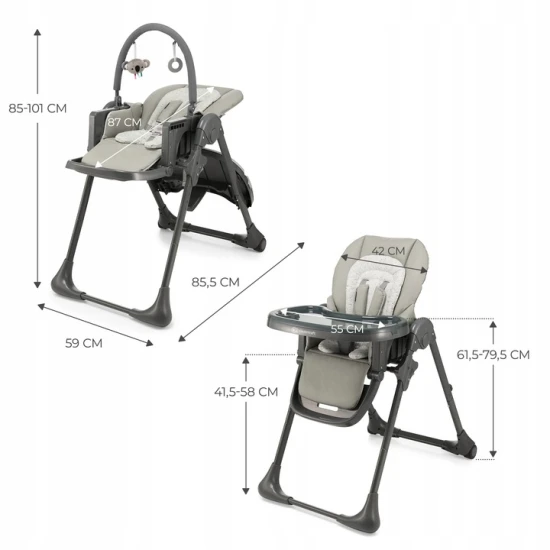 Jídelní židlička Tummie grey Kinderkraft KHTUMM00GRY0000