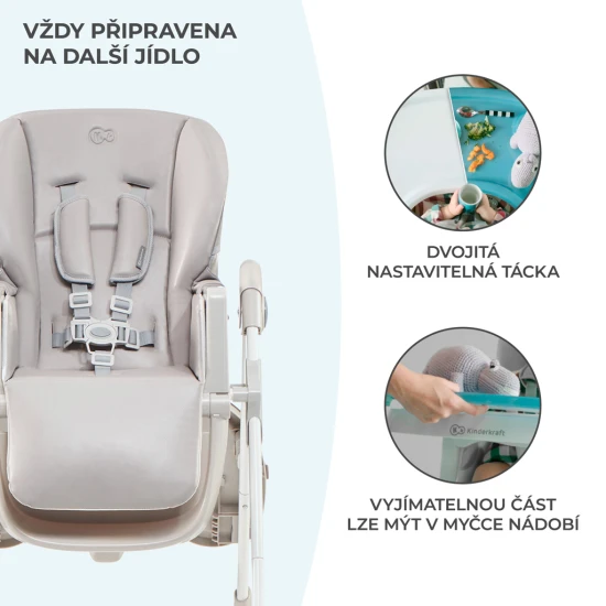 Jídelní židlička Yummy Grey Kinderkraft KKKYUMMGRY0000