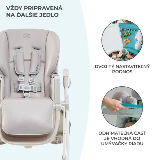 Jídelní židlička Yummy Grey Kinderkraft KKKYUMMGRY0000