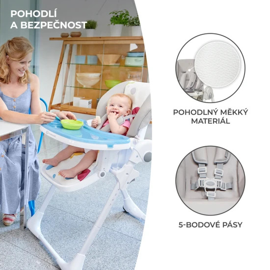 Jídelní židlička Yummy Grey Kinderkraft KKKYUMMGRY0000