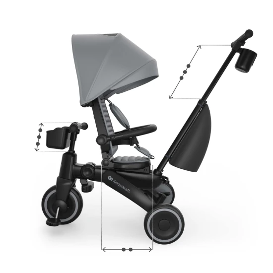 Tříkolka Jazz 3 Grey, 9m+ Kinderkraft KRJAZZ03GRY0000