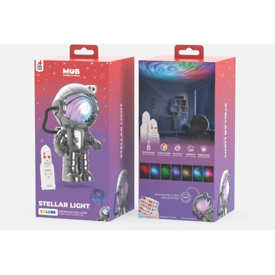 Stellar Light Silver, dětský projektor s otočnou hlavou, sedmi barvami a dálkovým ovládáním.