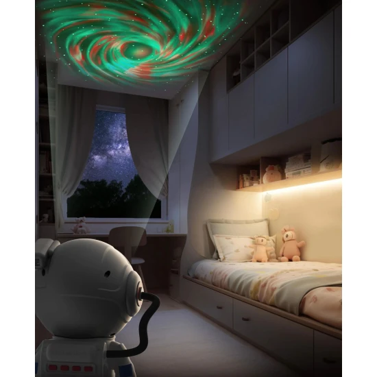 Stellar Light Silver, dětský projektor s otočnou hlavou, sedmi barvami a dálkovým ovládáním.