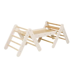 Dřevěný Montessori set 3v1 – žebřík, skluzavka a lezecká stěna