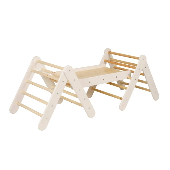 Dřevěný Montessori set 3v1 – žebřík, skluzavka a lezecká stěna – MeowBaby ZZWDA001