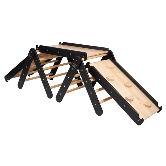 Dřevěný Montessori set 3v1 – žebřík, skluzavka a lezecká stěna – MeowBaby ZZWDA001