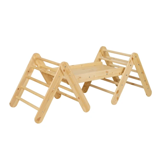 Dřevěný Montessori set 3v1 – žebřík, skluzavka a lezecká stěna – MeowBaby ZZWDA001