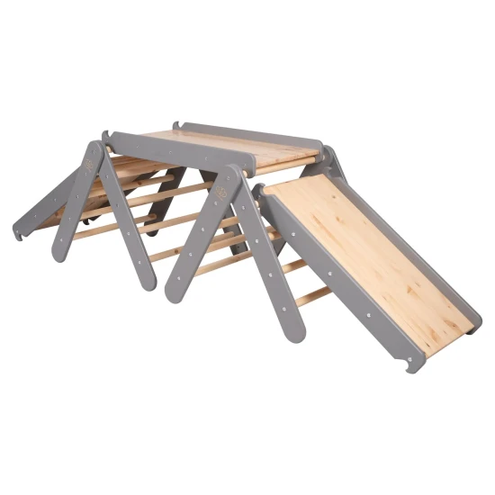 Dřevěný Montessori set 3v1 – žebřík, skluzavka a lezecká stěna – MeowBaby ZZWDA001