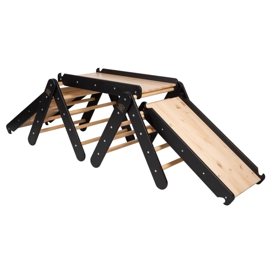 Dřevěný Montessori set 3v1 – žebřík, skluzavka a lezecká stěna – MeowBaby ZZWDA001