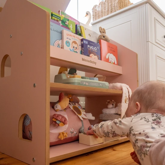 Montessori knihovna ve tvaru domečku z MDF – MeowBaby MWORK048