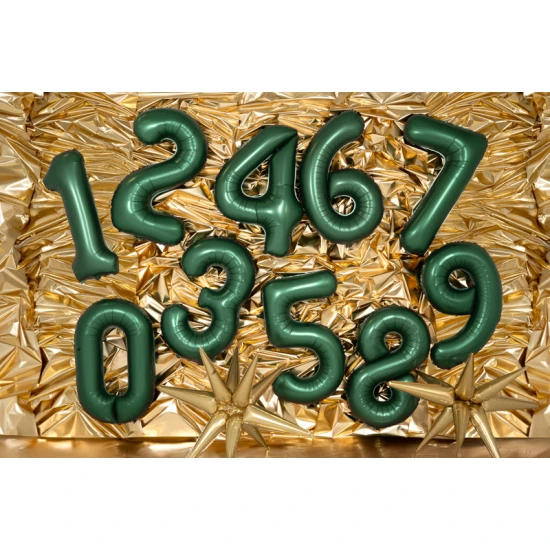 Party Deco Balón Číslo 6 Tmavě zelený 86 cm Elegantní balón na 6. narozeniny – tmavě zelená v hlavní roli