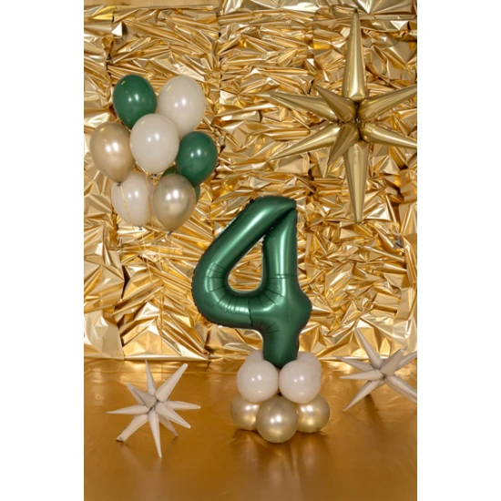 Balón Číslo 4 Tmavě zelený 86 cm Elegantní balón na 4. narozeniny – tmavě zelená v hlavní roli