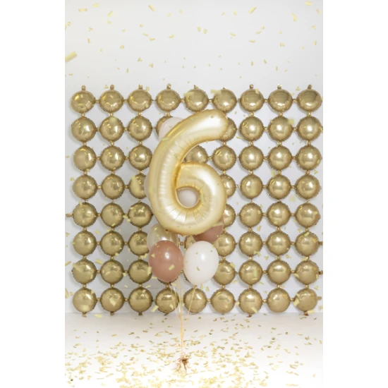 Party Deco Balón Číslo 6 Zlatý 86 cm Elegantní balón na 6. narozeniny – zlatá v hlavní roli