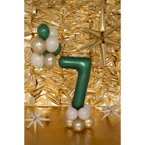 Party Deco Balón Číslo 7 Tmavě zelený 86 cm Elegantní balón na 7. narozeniny – tmavě zelená v hlavní roli