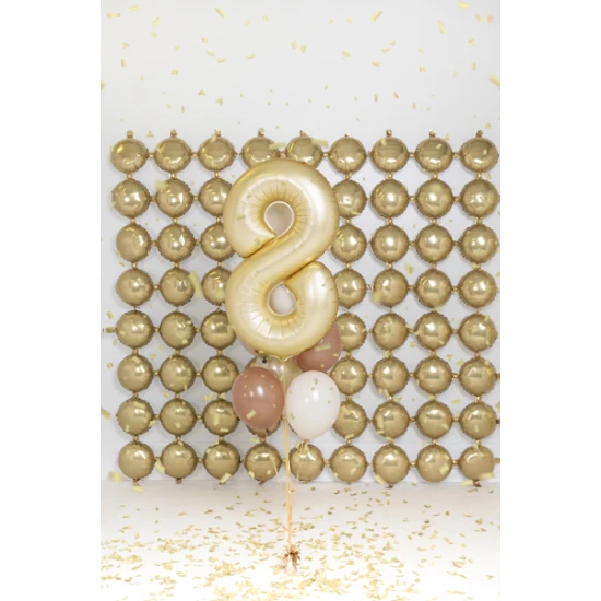 Party Deco Balón Číslo 8 Zlatý 86 cm Elegantní balón na 8. narozeniny – zlatá v hlavní roli