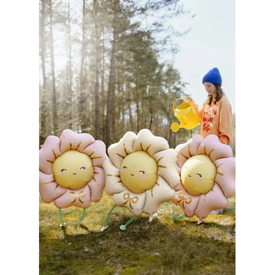 Fóliový balón ve tvaru krémového květu light beige o průměru 104 cm