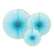 Rozety Yummy light blue – 3 modré papírové rozety v pastelových odstínech pro výzdobu oslav