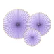 Rozety Yummy light lilac – 3 fialové papírové rozety v pastelových odstínech pro výzdobu oslav