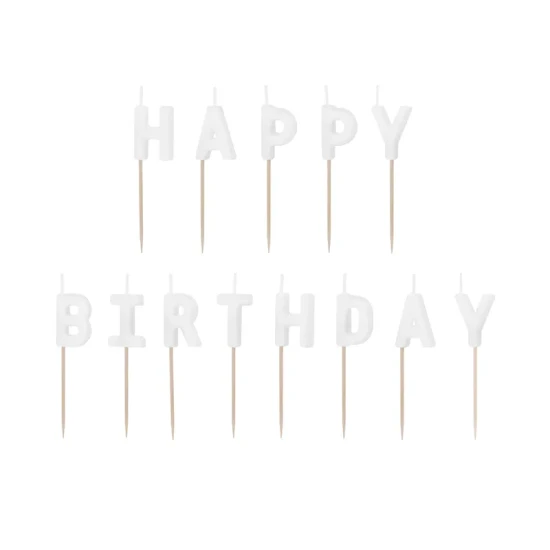 Svíčky s nápisem Happy Birthday – 13 ks narozeninových svíček na dort