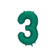 Party Deco Balón Číslo 3 Tmavě zelený 86 cm Elegantní balón na 3. narozeniny – tmavě zelená v hlavní roli