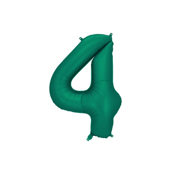 Balón Číslo 4 Tmavě zelený 86 cm Elegantní balón na 4. narozeniny – tmavě zelená v hlavní roli