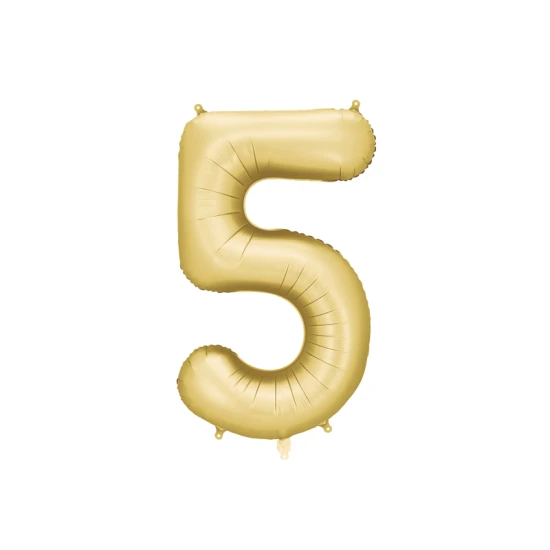 Party Deco Balón Číslo 5 Zlatý 86 cm Elegantní balón na 5. narozeniny – zlatá v hlavní roli