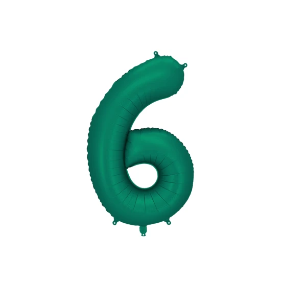 Party Deco Balón Číslo 6 Tmavě zelený 86 cm Elegantní balón na 6. narozeniny – tmavě zelená v hlavní roli